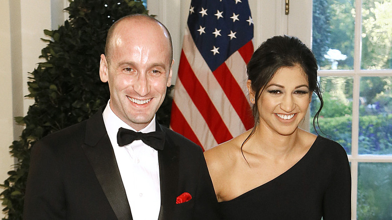 Stephen and Katie Miller arrive at the White House in 2019