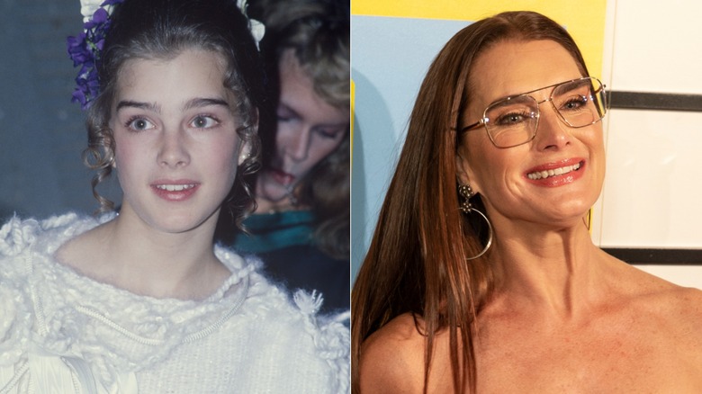 Brooke Shields younger, left, and older, right