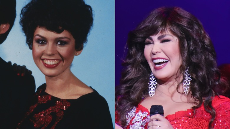 Marie Osmond younger, left, and older, right