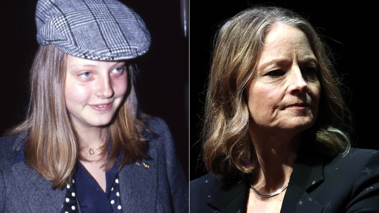 Jodie Foster younger, left, and older, right