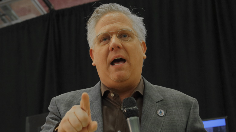 Glenn Beck glancing upwards