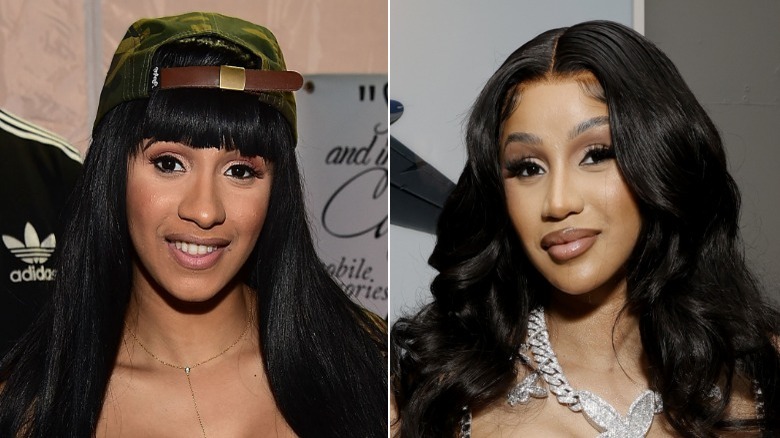 Split image of Cardi B smiling