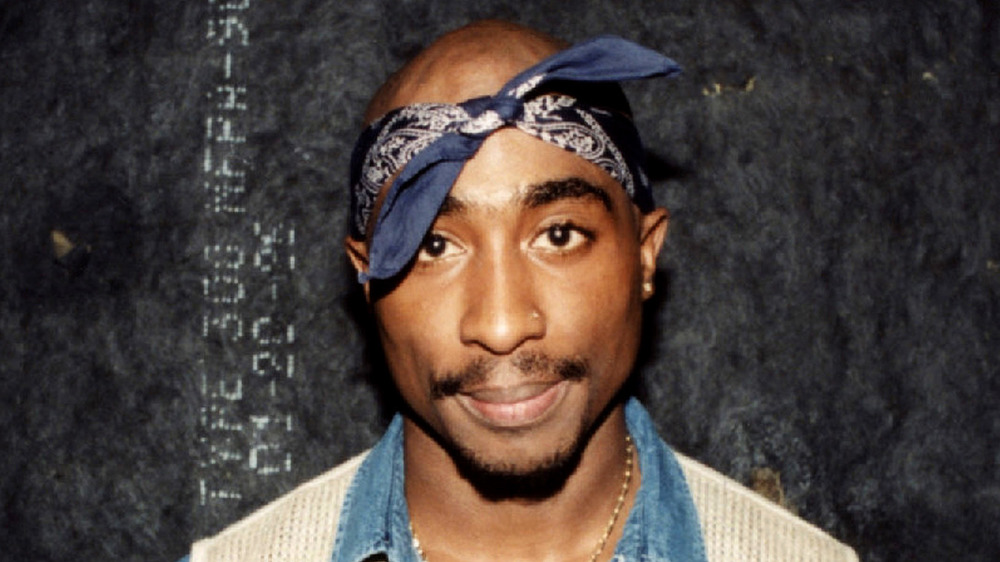 Tupac Shakur in blue bandana