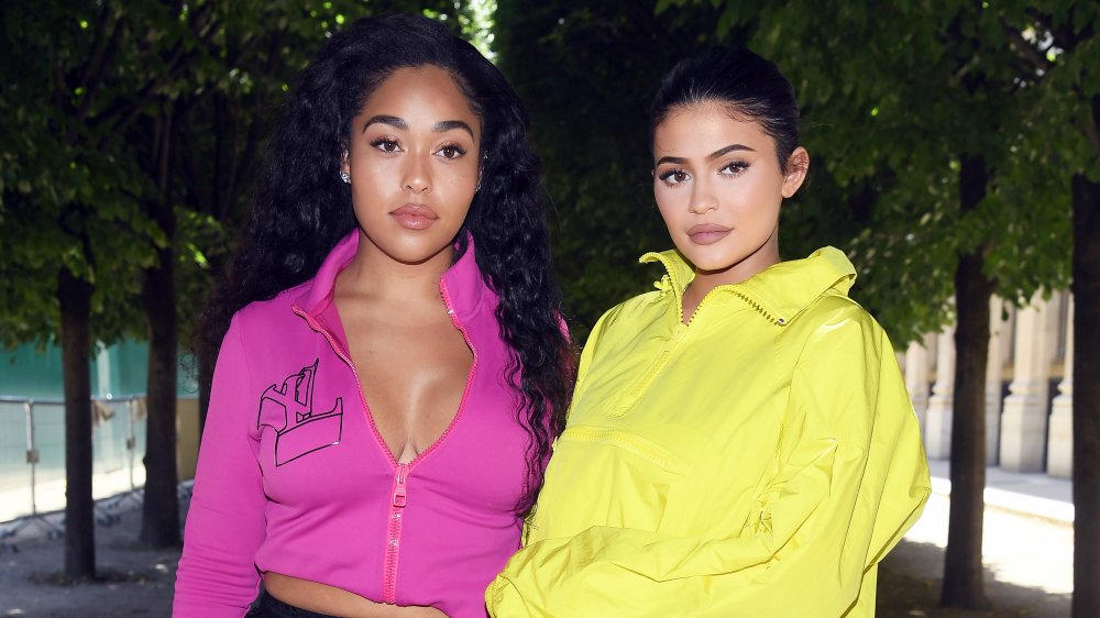 Kylie Jenner and Jordyn Woods in neon-colored outfits