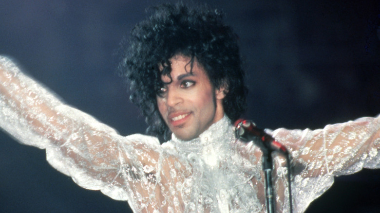 Prince smiling on stage
