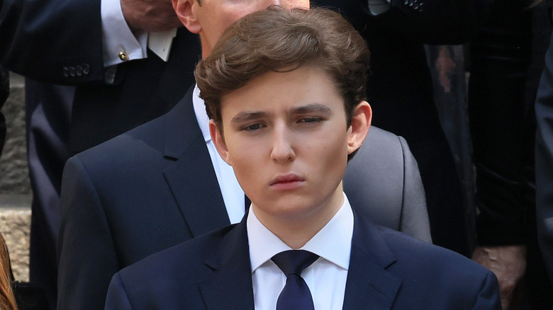 Barron Trump frowning