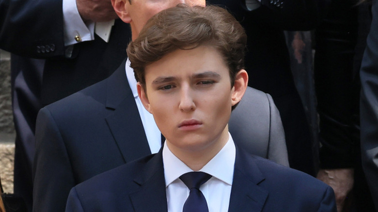 Barron Trump frowning