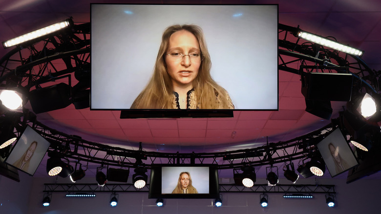 Katerina Tikhonova presenting at a conference in June 2021.