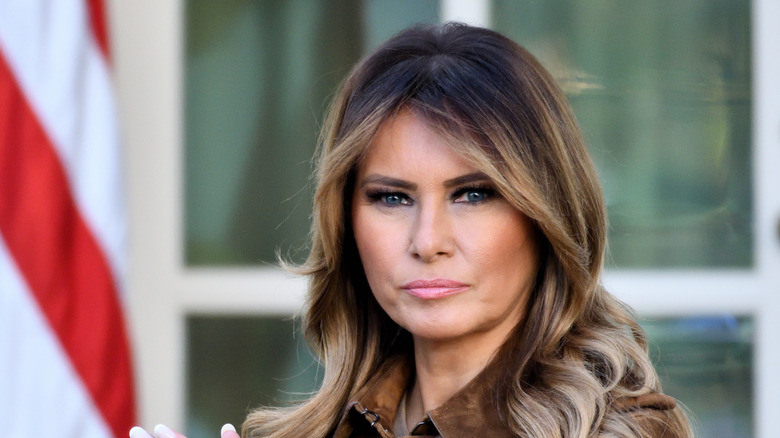 Melania Trump looking at camera with serious expression