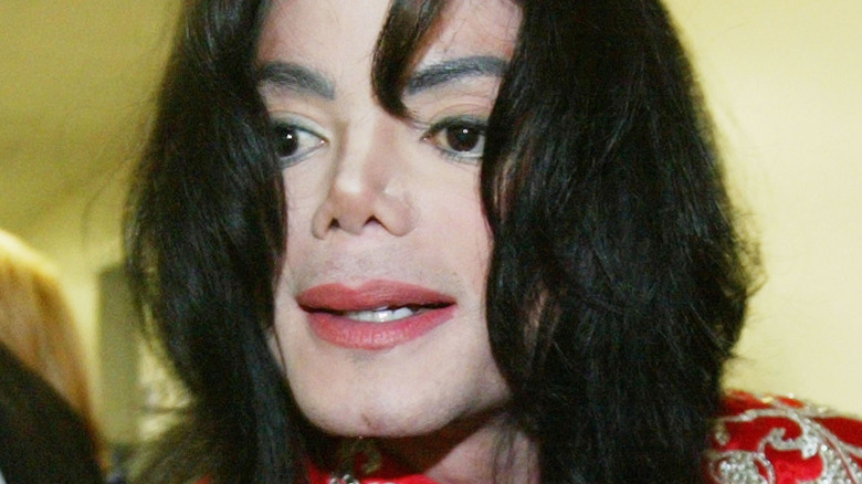 Michael Jackson with hair in face