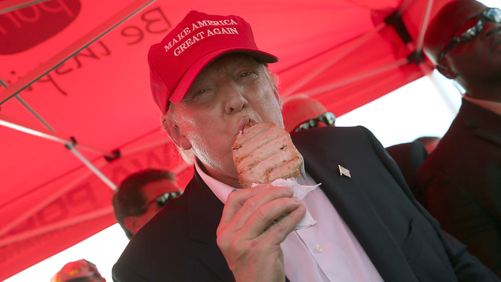 Donald Trump kissing a pork chop