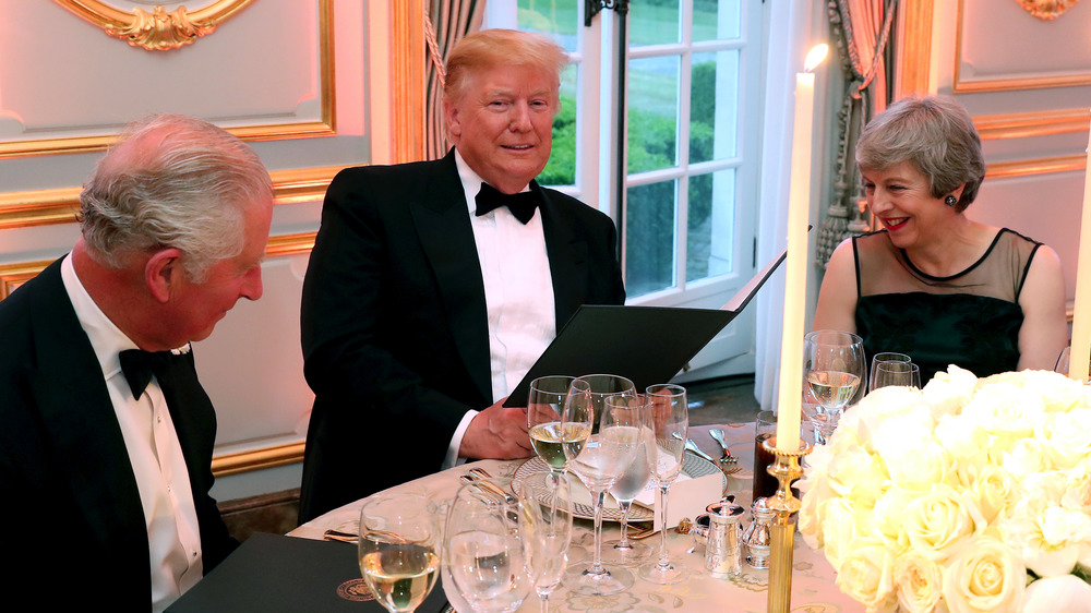 Donald Trump eating with Prince Charles