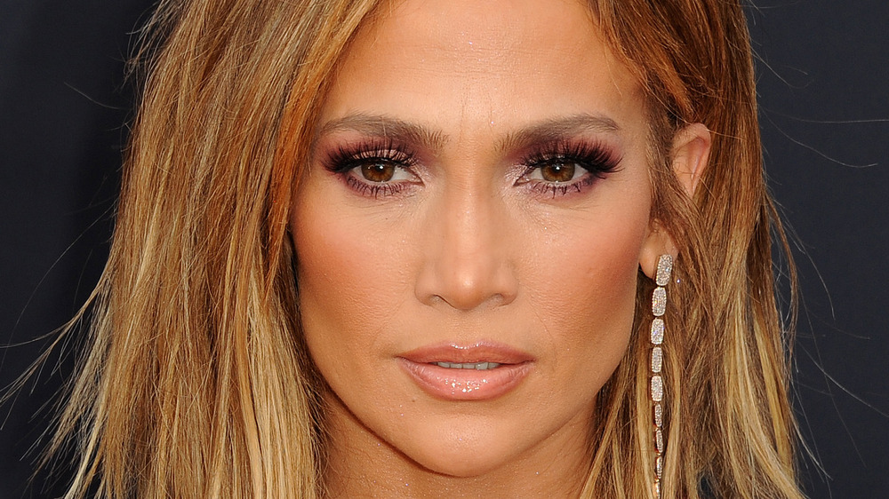 Jennifer Lopez with a serious expression