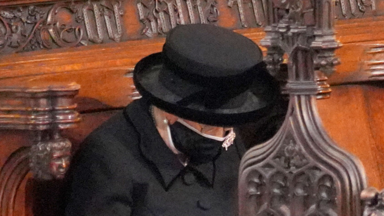 Close up of Queen Elizabeth II at Prince Philip's funeral