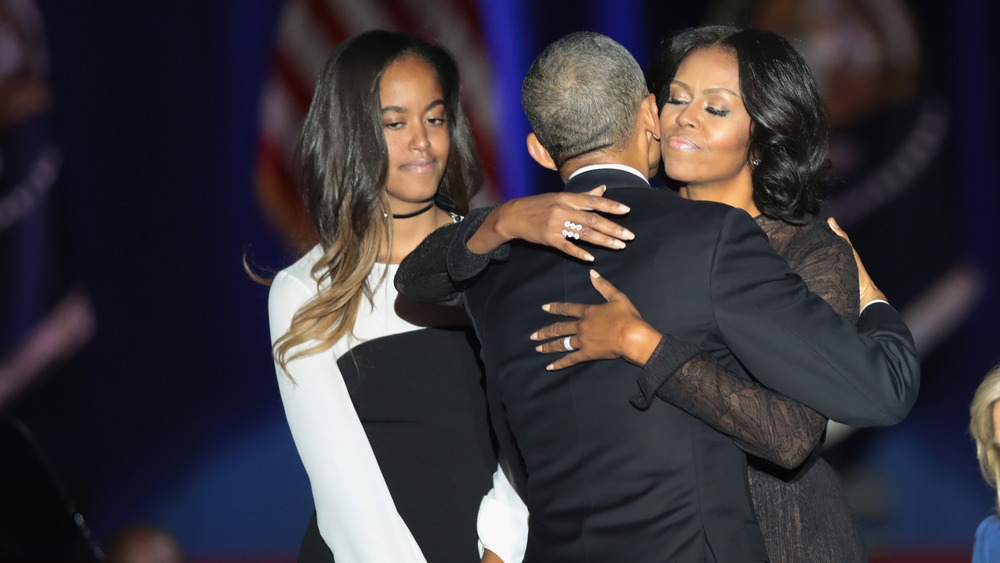 Malia, Barack, Michelle Obama