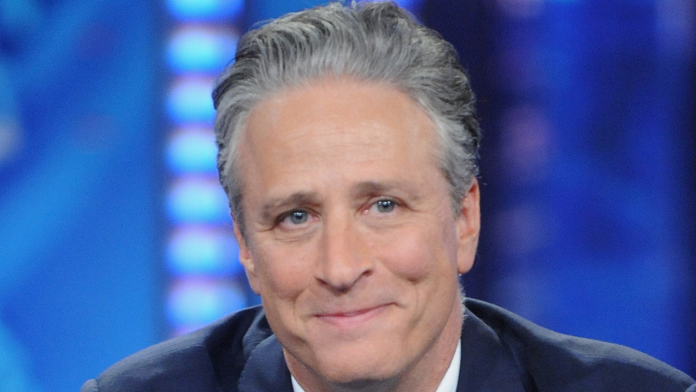 Jon Stewart with a serious expression