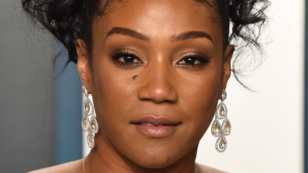 Tiffany Haddish with a serious expression