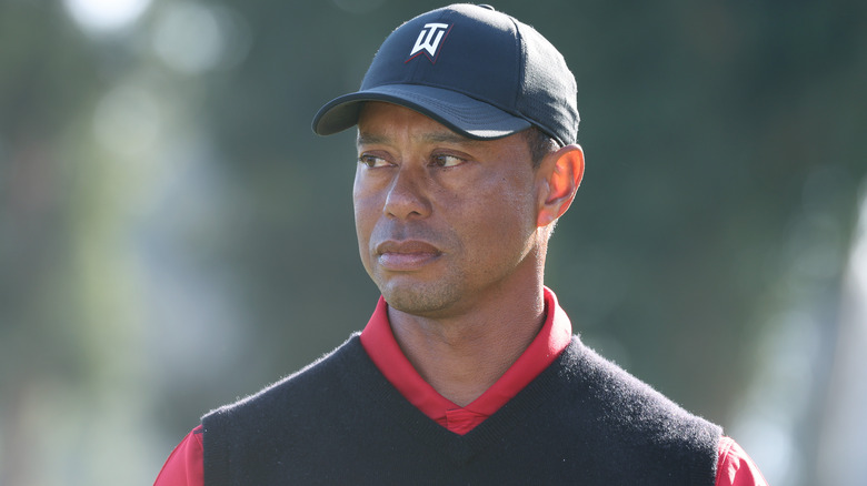 Tiger Woods looking sideways