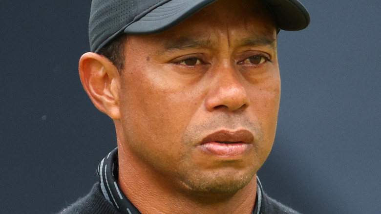 Tiger Woods looking serious