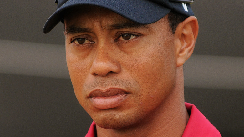Tiger Woods frowns