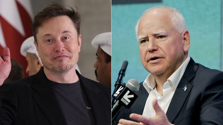 Elon Musk and Tim Walz