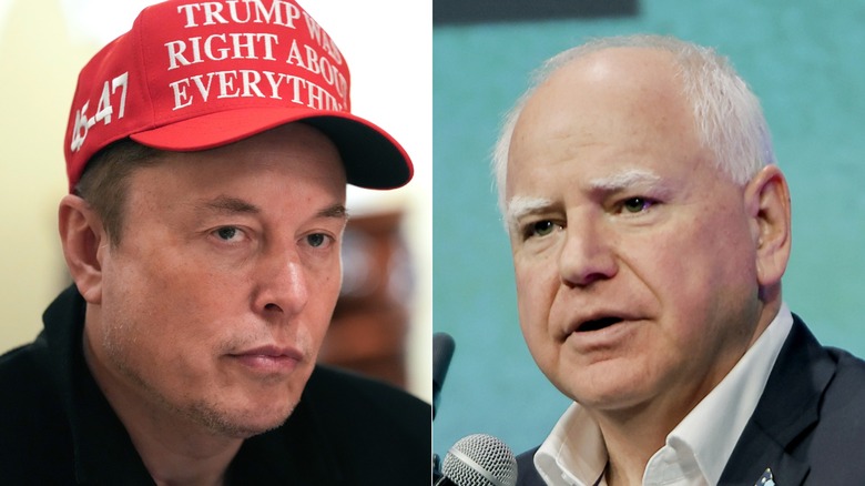 Elon Musk and Tim Walz