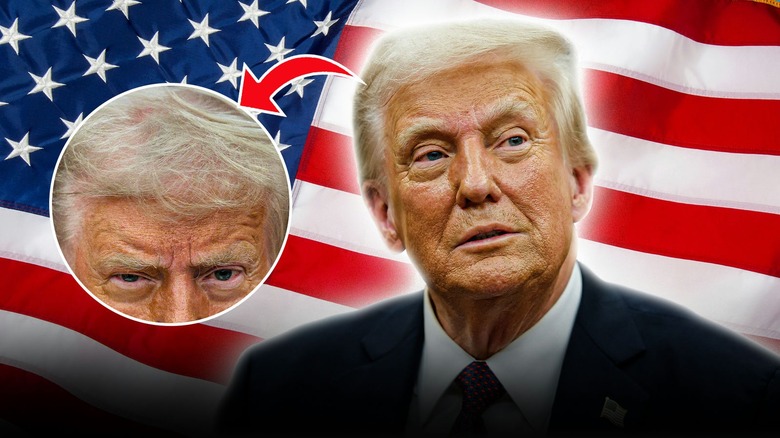 Donald Trump in front of the American flag