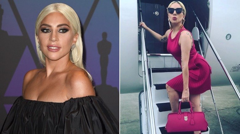 Lady Gaga boards a private jet to a christening