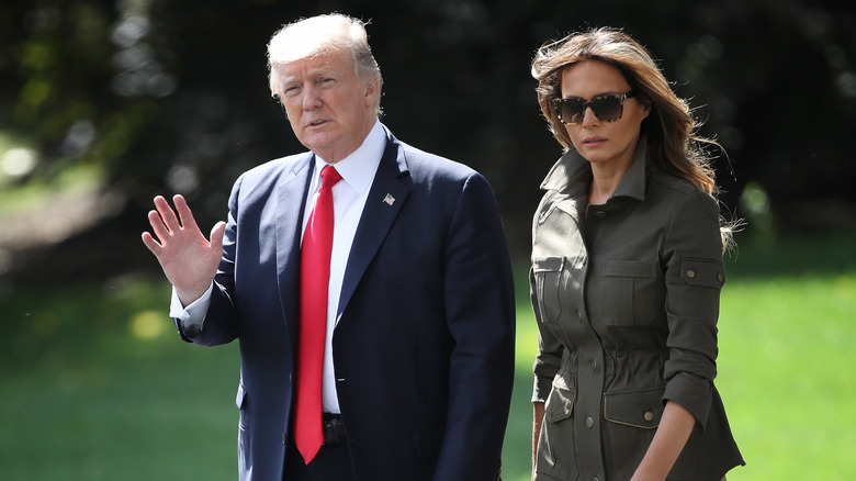 Donald Trump and first lady Melania Trump depart the White House on September 15, 2017 in Washington, DC.