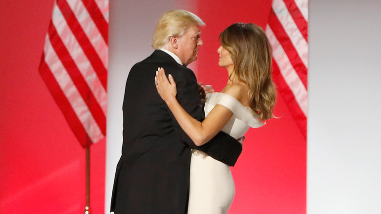 President Donald Trump and first lady Melania Trump dance at the Freedom Inaugural Ball at the Washington Convention Center January 20, 2017.