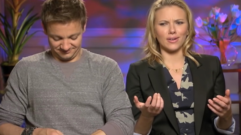 Jeremy Renner and Scarlett Johansson in underwear interview