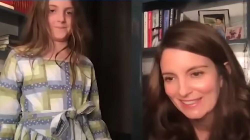 Tina Fey and her daughter Penelope during an appearance on Late Night With Seth Meyers