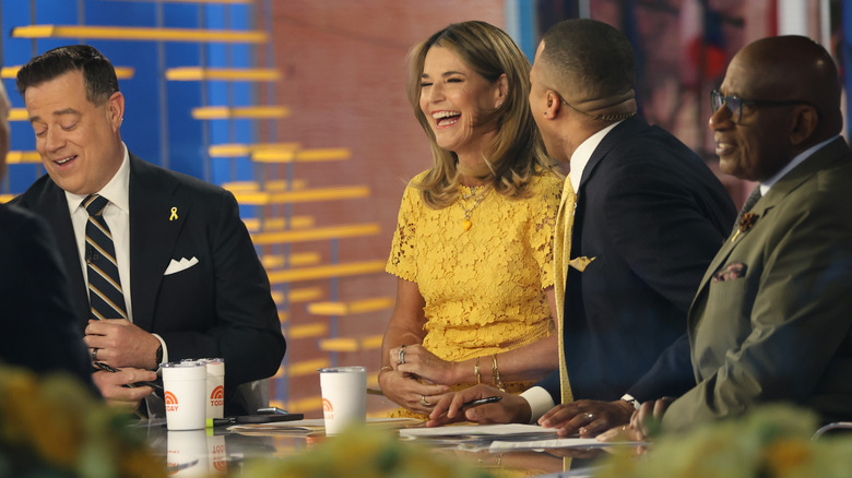 Savannah Guthrie laughs with Carson Daly, Craig Melvin and Al Roker on "Today."