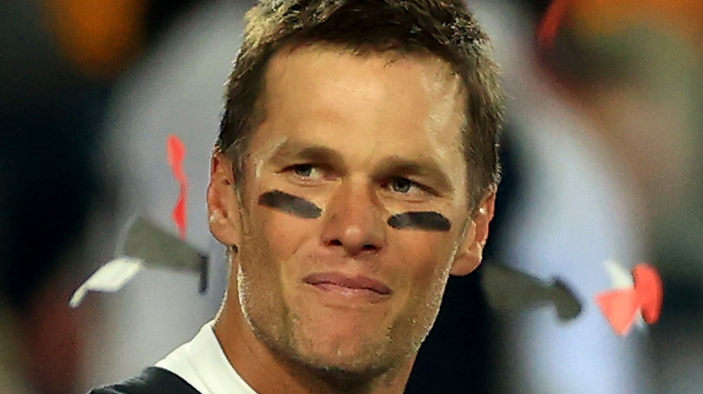 Tom Brady celebrating his Super Bowl victory