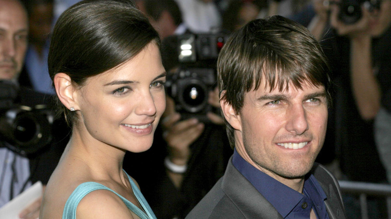 Tom Cruise and Katie Holmes smiling