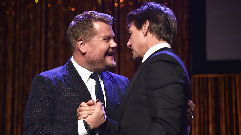 Tom Cruise and James Corden smiling