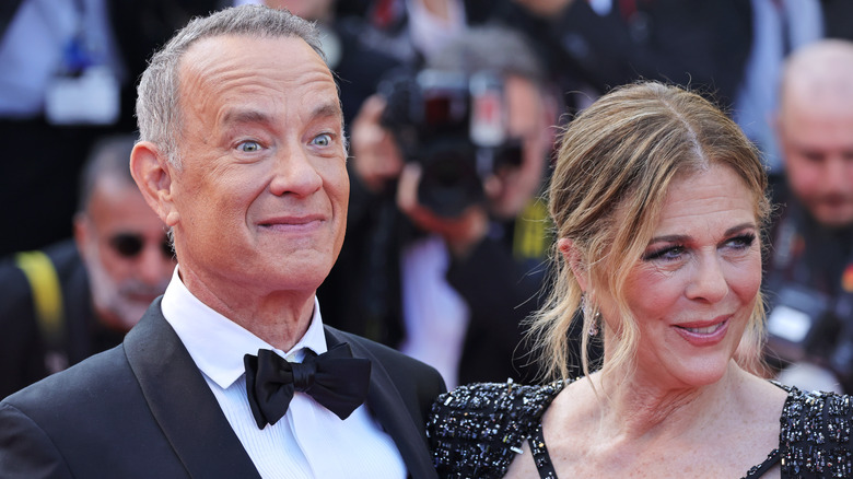 Tom Hanks pulling face wife Rita Wilson