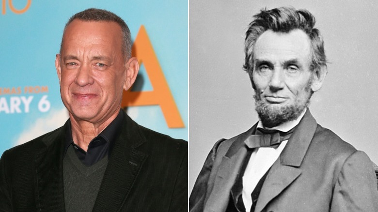 Tom Hanks and Abraham Lincoln side by side