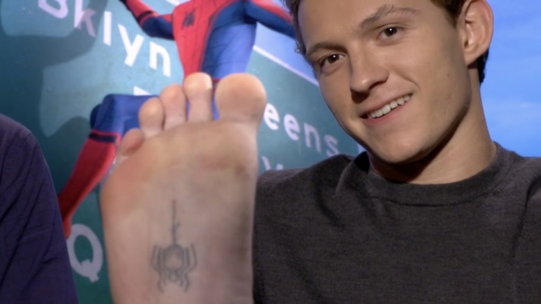 Tom Holland Spider-Man foot tattoo
