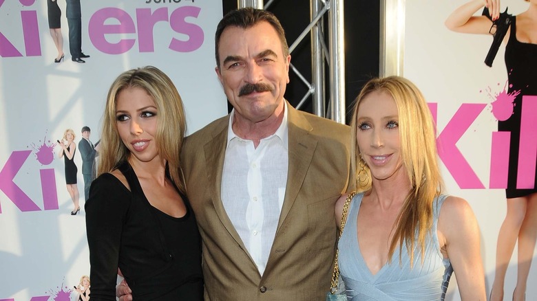 Hannah Selleck, Tom Selleck, and Jillie Mack posing together