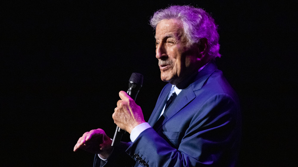 Tony Bennett singing on stage