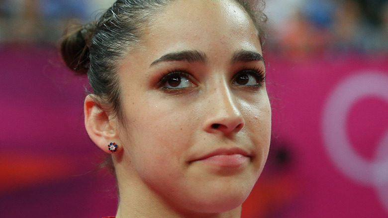 Aly Raisman looking up