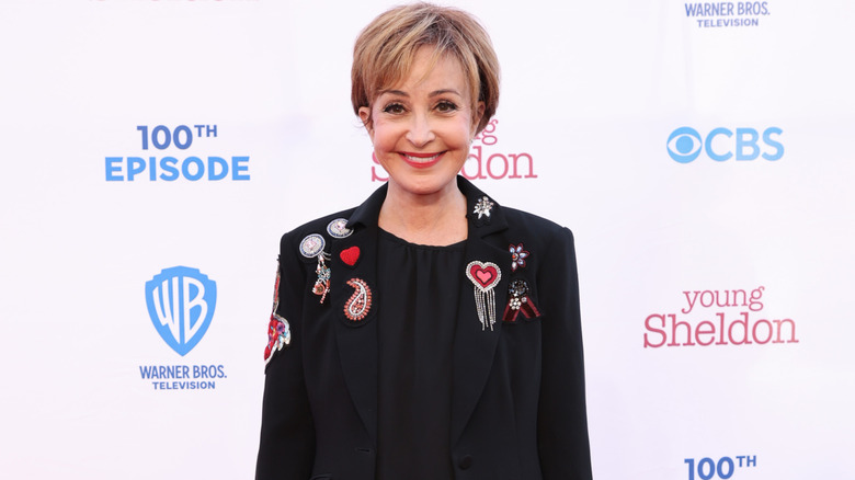 Annie Potts wearing a heart adorned top