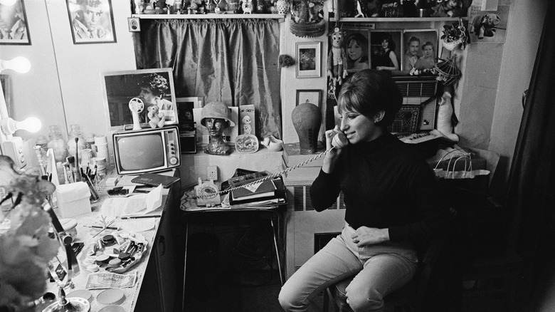 Barbra Streisand on the phone