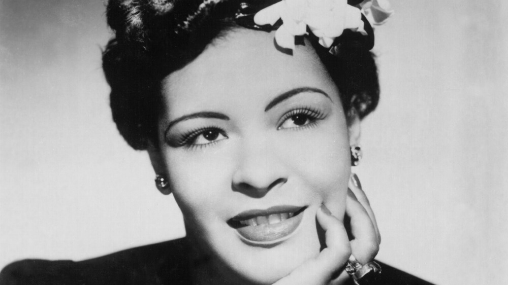 portrait of Billie Holiday, hand on chin