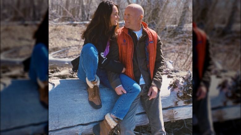 Emma and Bruce Willis pictured together on a hike.