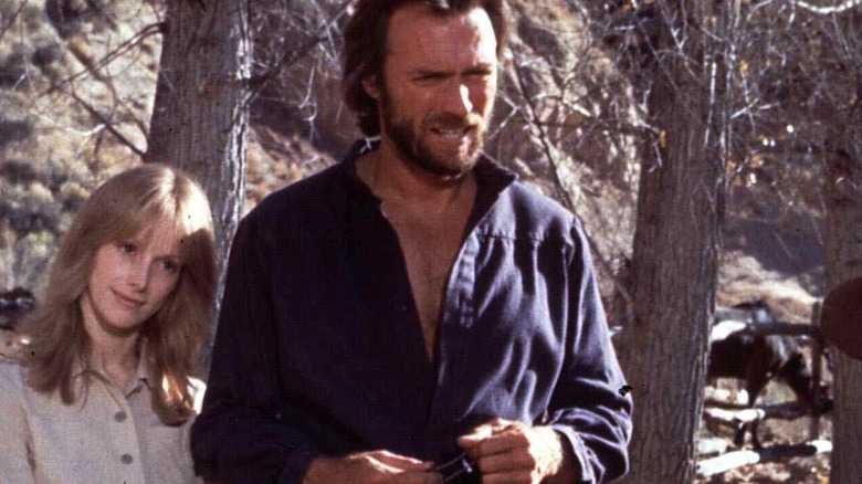 Sondra Locke and Clint Eastwood filming The Outlaw Josey Wales