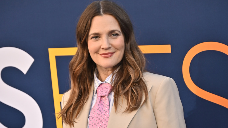 Drew Barrymore wearing a suit