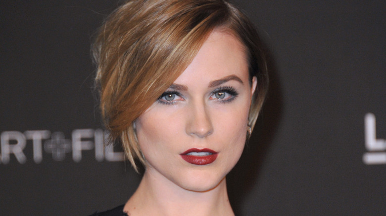 Evan Rachel Wood with short hair and side swept bangs