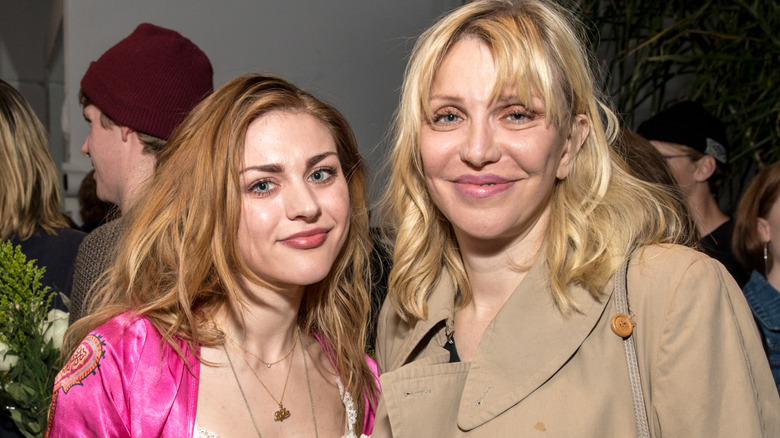 Frances Bean Cobain, Courtney Love, both smiling